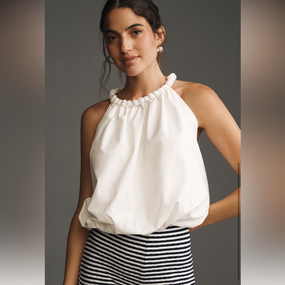 Braided Bubble-Hem Tank Top